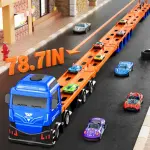 Ejection Race Track Toy Trucks, Catapulting Racing Track with 12 Cars, Kid's Cool Folding Truck Toy, Cars Storage And Transporter Toy Truck for 4 5 6 7 8 9 Years Old Boys And Girls