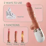Heating Telescopic Thrusting Vibrating Dildo G-Spot Vibrator, Automatic HandsFree 3D Realistic Dildo Clit Anal Vagina Stimulator with Suction Cup Base Sex Machine