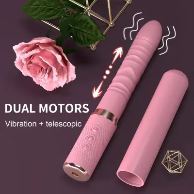 1pc Pink Dual Motor Realistic Thrusting Dildo Vibrator With Heating, Sex Toys Vibrator Clitoral Stimulator For Anal Stimulation, 10 Mode Adult Telescopic Vibration Sex Toys For Women Couples