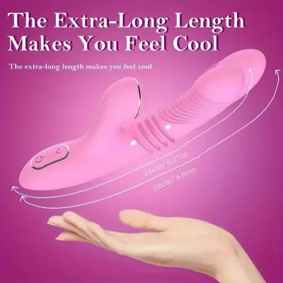 1pc Dual Motor Heated G-Spot Suction Vibrator, Telescopic Clitoris Sucking Dildo with Nipple Stimulator, Rechargeable Lithium Battery Powered, Skin-Friendly Adult for Female Pleasure