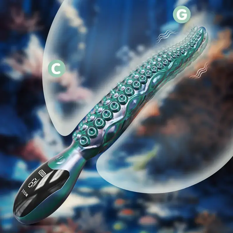 Realistic Octopus Tentacle G-Spot Vibrator with LED Display - 9 Powerful Modes, Rechargeable Battery, Latex-Free Adult Sex Toy
