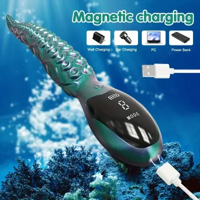 Realistic Octopus Tentacle G-Spot Vibrator with LED Display - 9 Powerful Modes, Rechargeable Battery, Latex-Free Adult Sex Toy