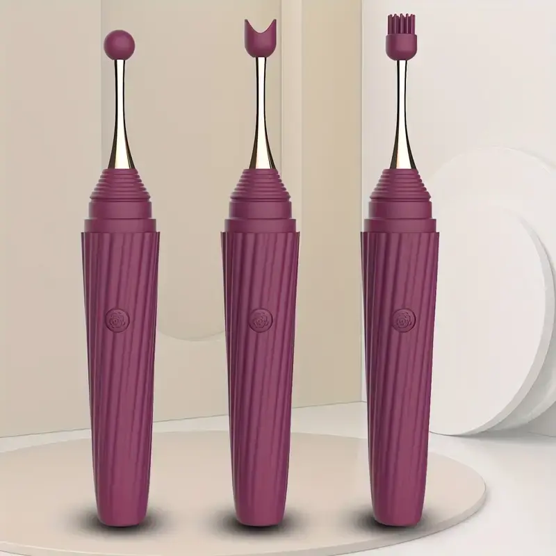 1pc Ultimate Stimulate Vibrator with 10 Intense Pleasure Modes & 3 Soft Silicone Heads - Rechargeable Battery-Powered Discreet Self-Care for Women