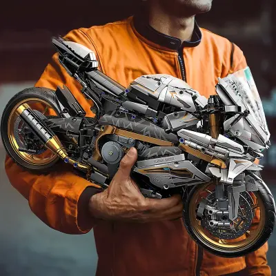 2000+pcs Platinum Motorcycle Building Blocks Model - Easy Assembly, Durable ABS Plastic, Mixed Colors, Perfect Gift for Birthdays, Christmas, Halloween, Thanksgiving