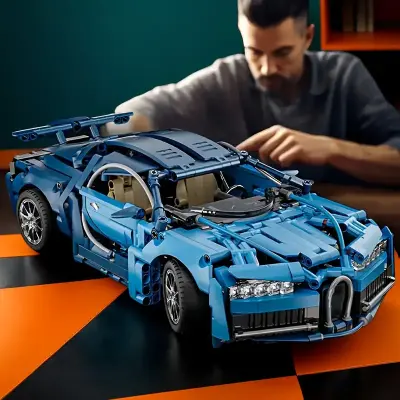2025 Trendy Supercar Building Block Set, High-Saturation Blue Sleek Design, Suitable for Ages 14+, Easy DIY Assembly Toy, Perfect Birthday and Holiday Gift