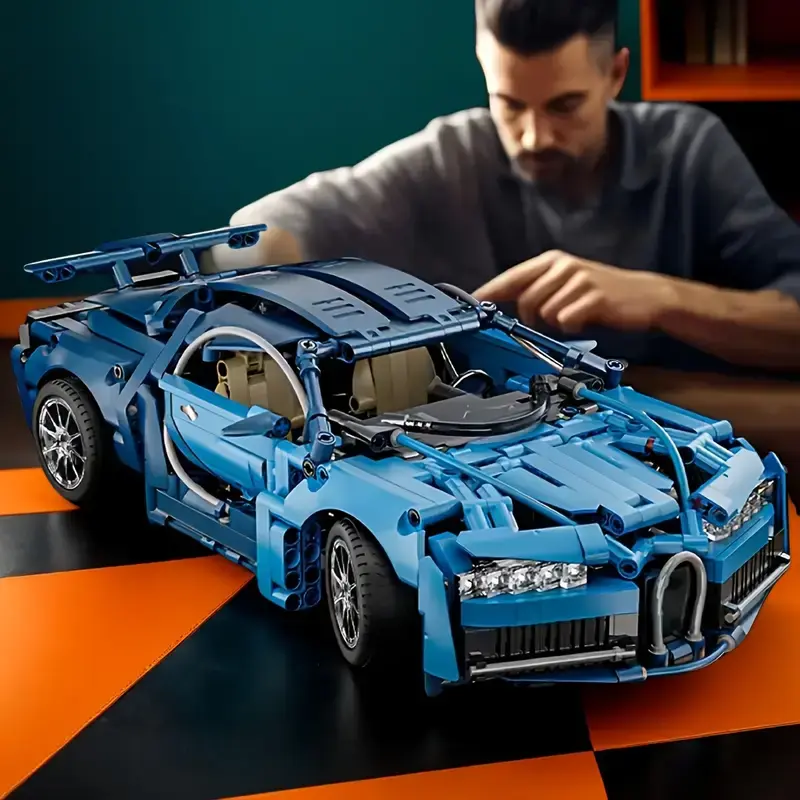 2025 Trendy Supercar Building Block Set, High-Saturation Blue Sleek Design, Suitable for Ages 14+, Easy DIY Assembly Toy, Perfect Birthday and Holiday Gift
