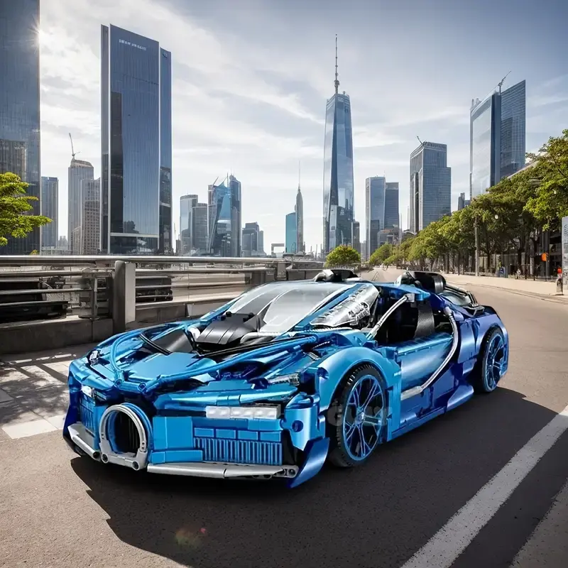 2025 Trendy Supercar Building Block Set, High-Saturation Blue Sleek Design, Suitable for Ages 14+, Easy DIY Assembly Toy, Perfect Birthday and Holiday Gift