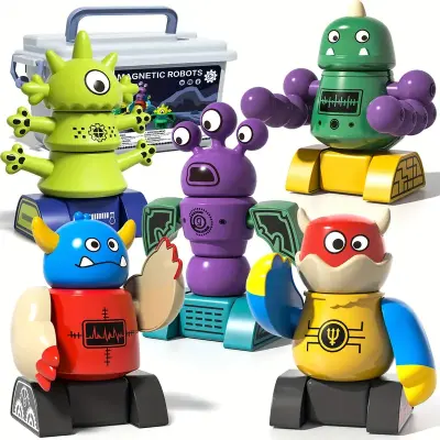 35pcs Magnetic Monster Robot Building Toy Set - STEM DIY Creativity Kit for Kids Ages 3 4 5 6 7 Years Old