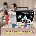 DIY Magnetic Robot Building Toy for Kids 3-5, 33pcs STEM Stacking Playset with Storage Box, Rocket Robot Creative Kit, Magnet Toys Gift for 3+ Years Old Boys & Girls