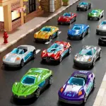 Ejection Race Track Toy Trucks, Catapulting Racing Track with 12 Cars, Kid's Cool Folding Truck Toy, Cars Storage And Transporter Toy Truck for 4 5 6 7 8 9 Years Old Boys And Girls