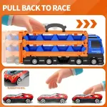 Ejection Race Track Toy Trucks, Catapulting Racing Track with 12 Cars, Kid's Cool Folding Truck Toy, Cars Storage And Transporter Toy Truck for 4 5 6 7 8 9 Years Old Boys And Girls
