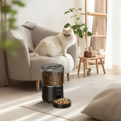 [Timed Pet Feeder, TUYA APP] 4L Automatic Timed Pet Feeder - Programmable Cat Dry Food Dispenser with TUYA APP SET