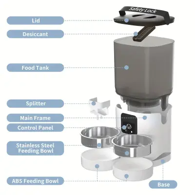 7L PAPIFEED Cat Intelligent Automatic Feeder - Wi-Fi Control, Timed Dosing, Dual Bowl Feeder for Multi-Cat Family - Large Capacity Pet Feeder