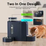 Automatic Gravity Cat Food Feeder And Water Dispenser Stainless Steel Two-in-One Set Large Capacity Dispenser for Pets Dogs, Puppies, Kittens